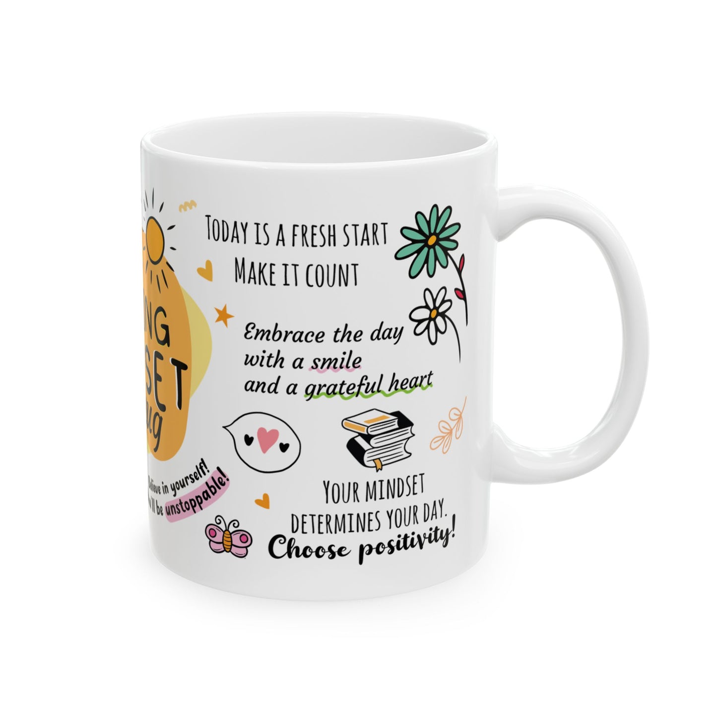 Inspirational Morning Mindset Ceramic Mug - Motivational Coffee Cup for Positive Vibes