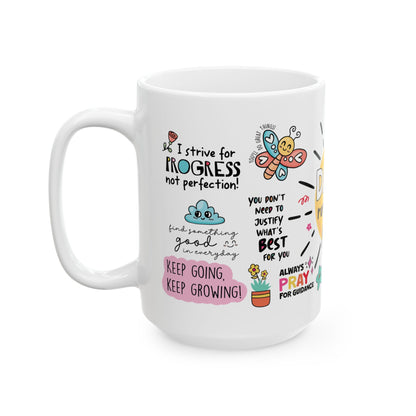 Inspirational Daily Reminders Ceramic Mug – Motivational Coffee Cup