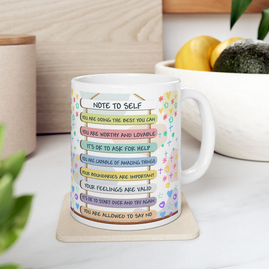 Inspirational Ceramic Mug - Self-Love Affirmations (11oz, 15oz)